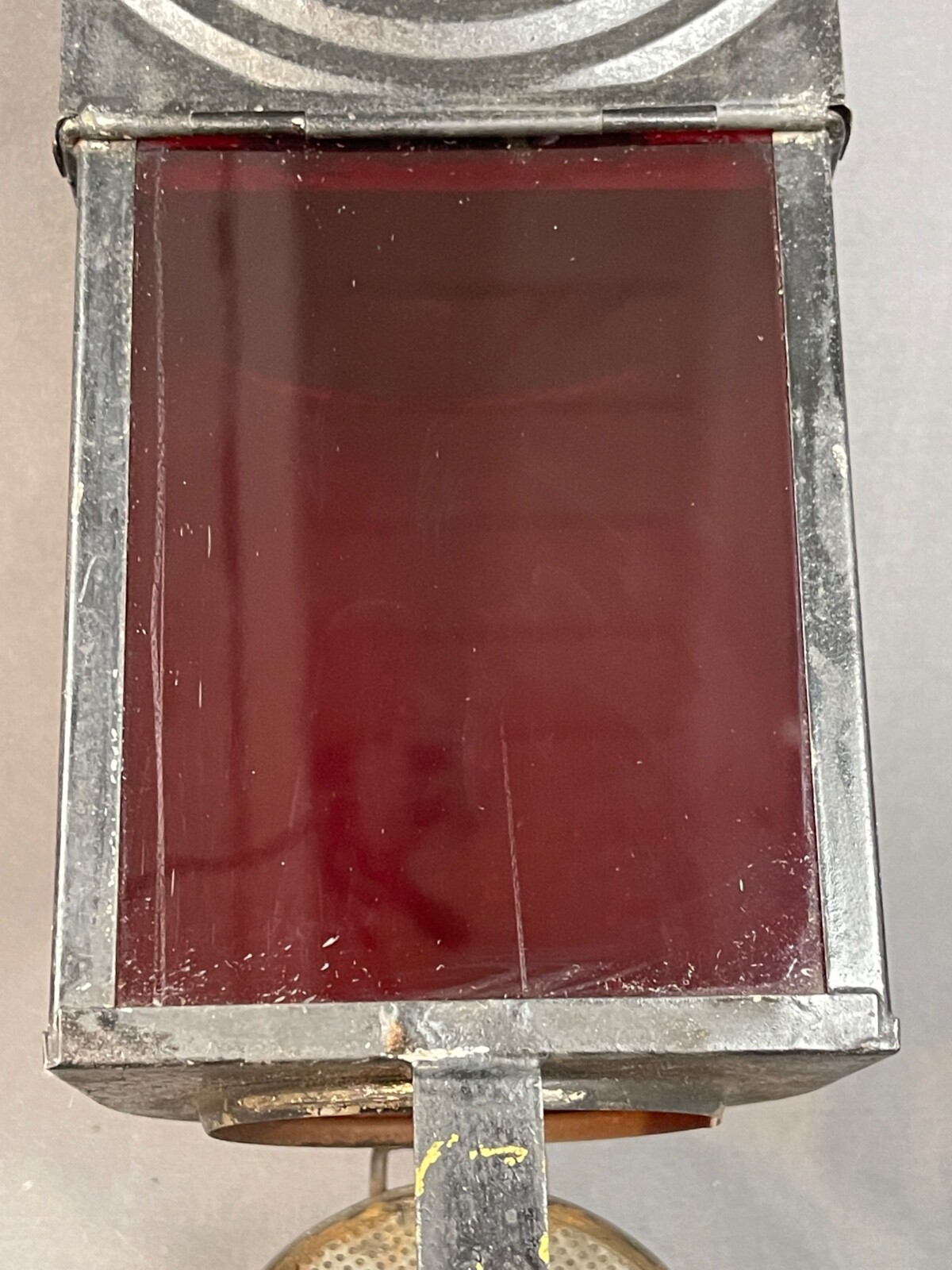 Antique Unique Lantern Oil Red Glass Darkroom Very Complete Nice 2795