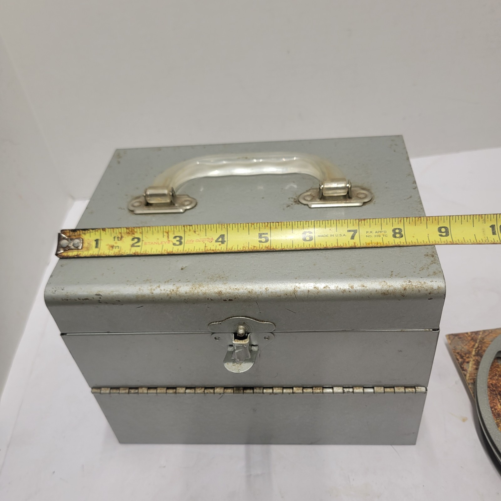 Vtg Metal Film Case Filled With Reels, Kodak Cement Filmo Projector Oil, Tin