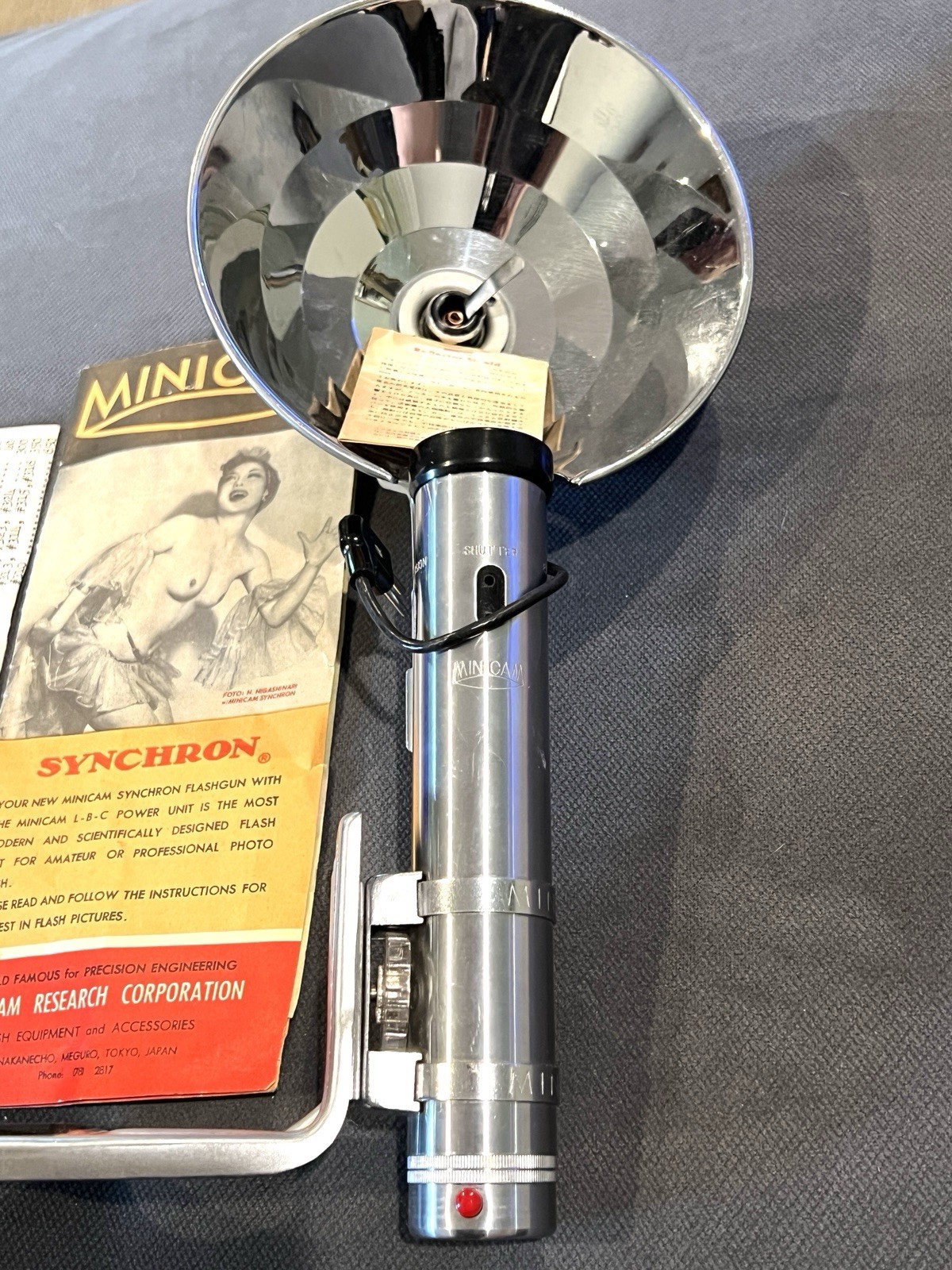Vintage Minicam Synchron Camera Flash Equip. 1950s W/ Rare Manual