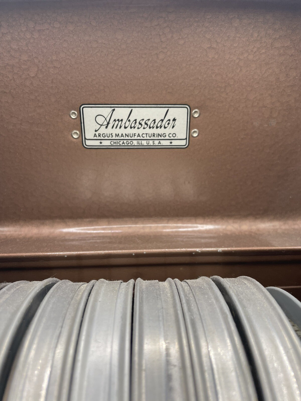 Ambassador Industrial Machinist Tin Box Film Box 8mm Metal Decor W/ Popeye 8mm