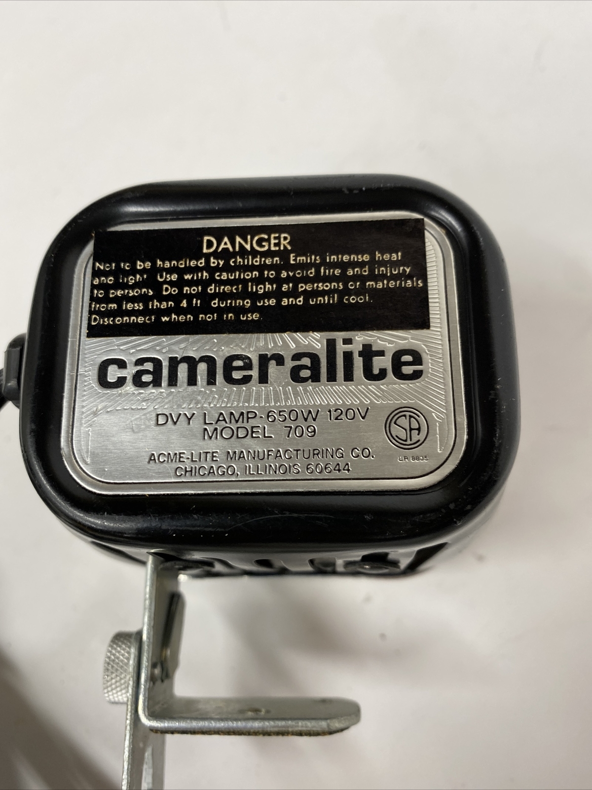 VINTAGE ACME CAMERALITE DVY LAMP 650 WATT 120V MODEL 709