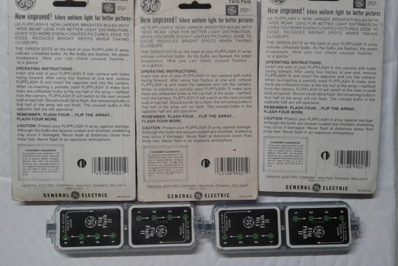 GE Flip Flash II Twin Pack Original Packaging 16 Flashes New Old Stock LOT OF 4