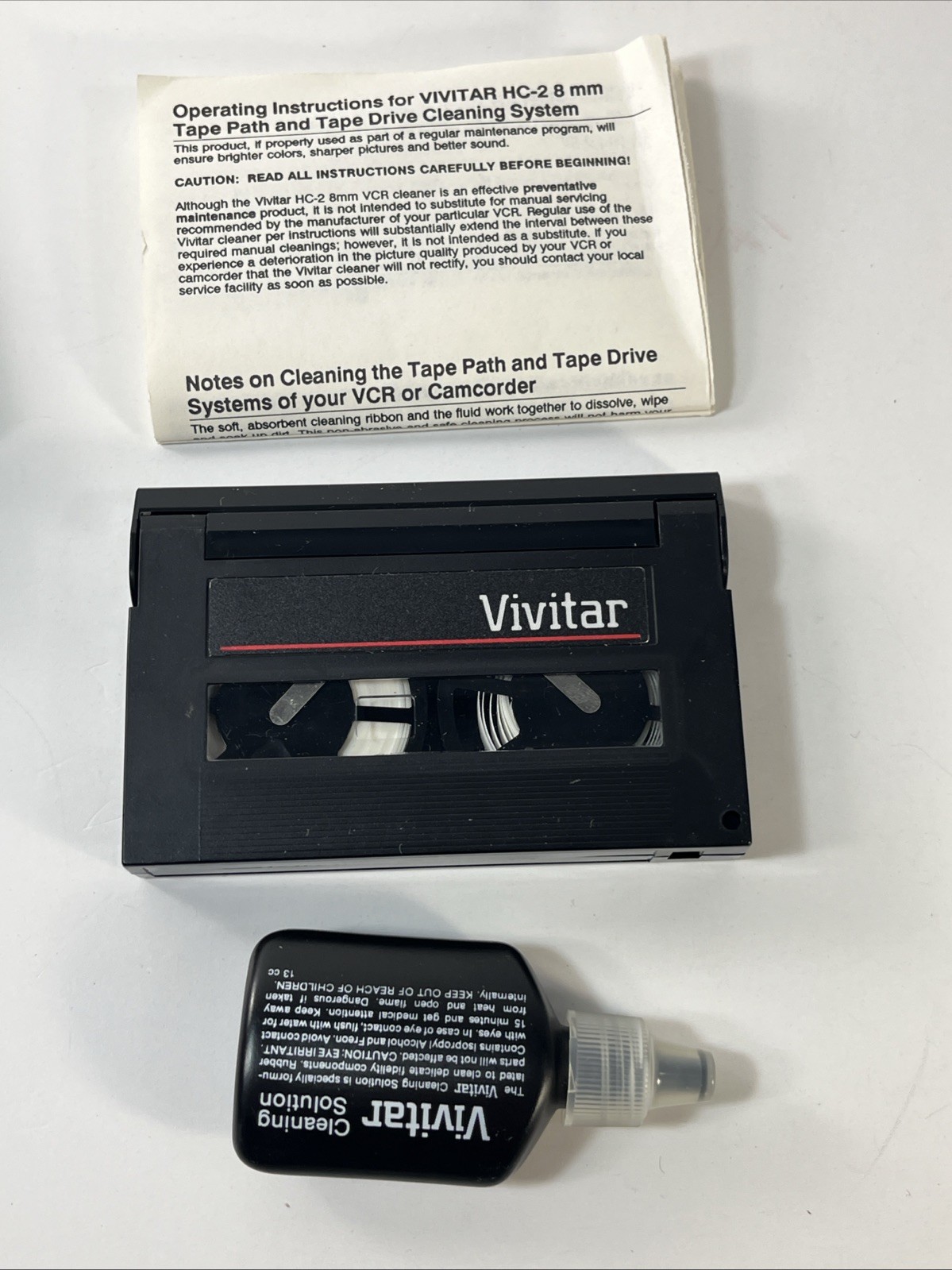 Vivitar 8mm Head Cleaner Cleaning tape in box liquid instruction made in USA set