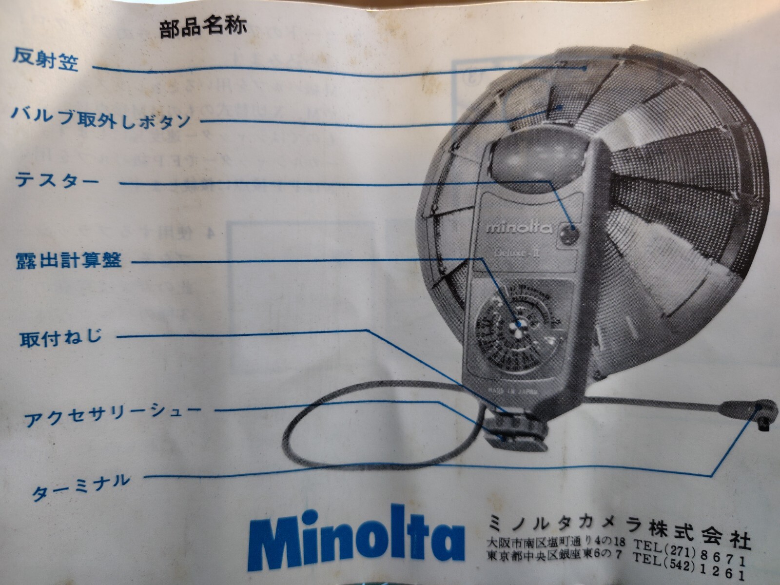【AS-IS】Vintage Minolta Flash Gun Deluxe II（for AG,Philip Type, Swan Type Bulbs）
