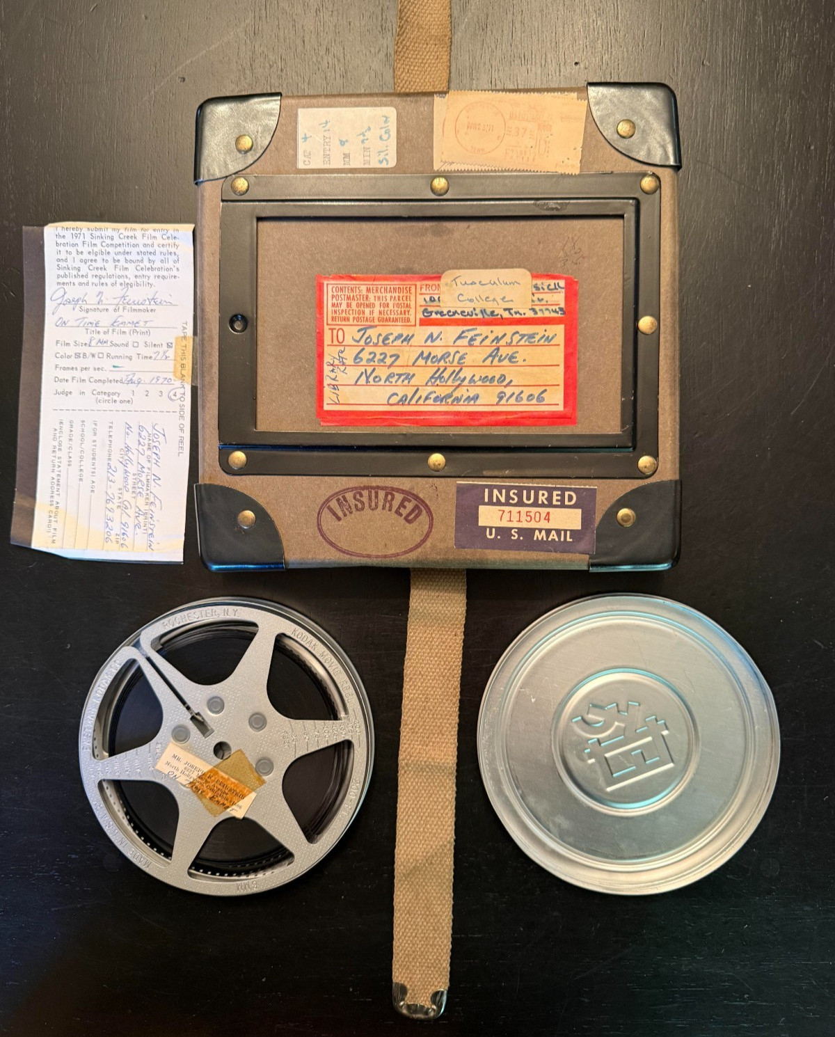 VTG 1971 8mm Film Reel Canister Case +8mm Movie Shipping Box Mailer Please READ