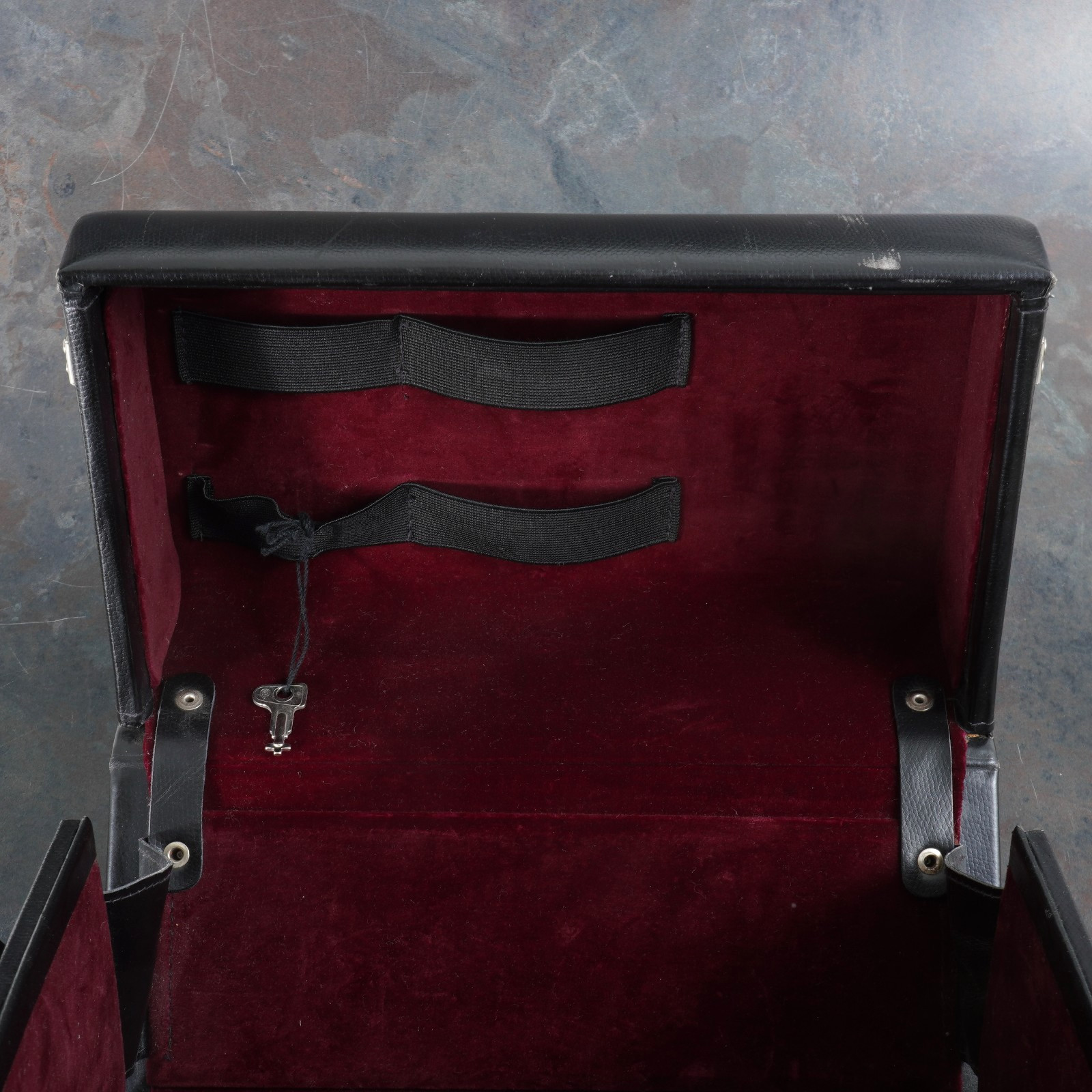 -[EX++]Vintage Alps Leather Camera Bag Black With Dark Burgandy Interior
