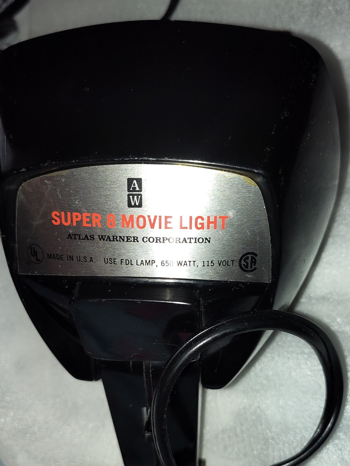 Vintage 1960s MCM Atlas Warner Super 8 Sealed Beam Movie Light Model 855