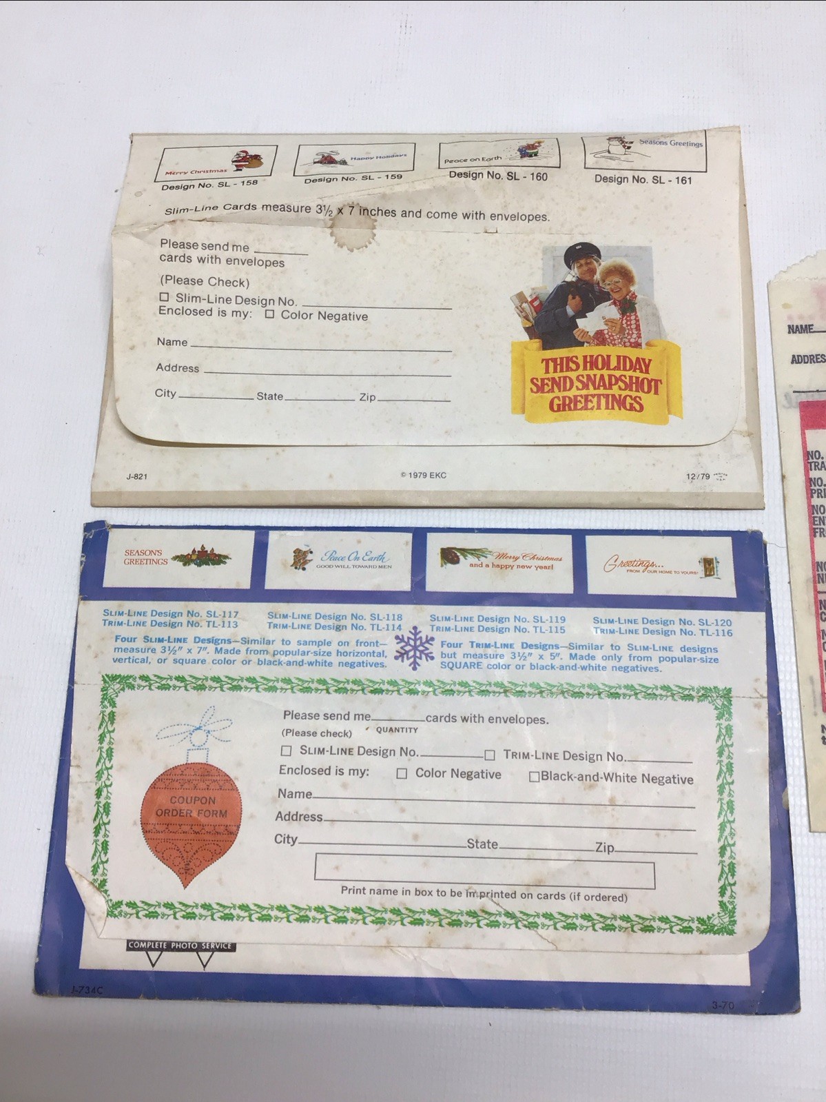 Vintage 1960/70s Film Development Photo Envelopes With Negatives Sleeve Holiday