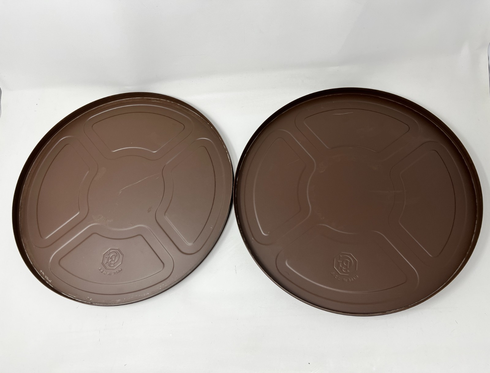 Vtg GOLDBERG BROS Set of 2 Empty Steel 16mm Film 12-1/2” Reel With Canister