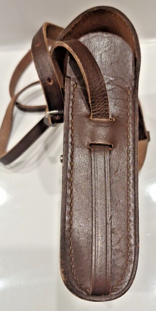 Leather Camera Case Bag Brown with two buckle shoulder strap Vintage Rare