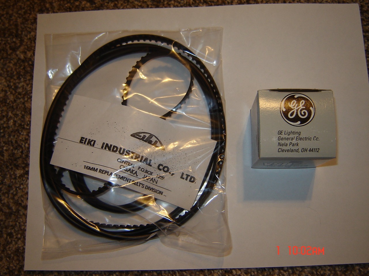 EIKI NT 16mm Projector Belts & 1 Lamp EIKI NT-0,NT1,NT 2,Up*TO #50000.5 Belt Set