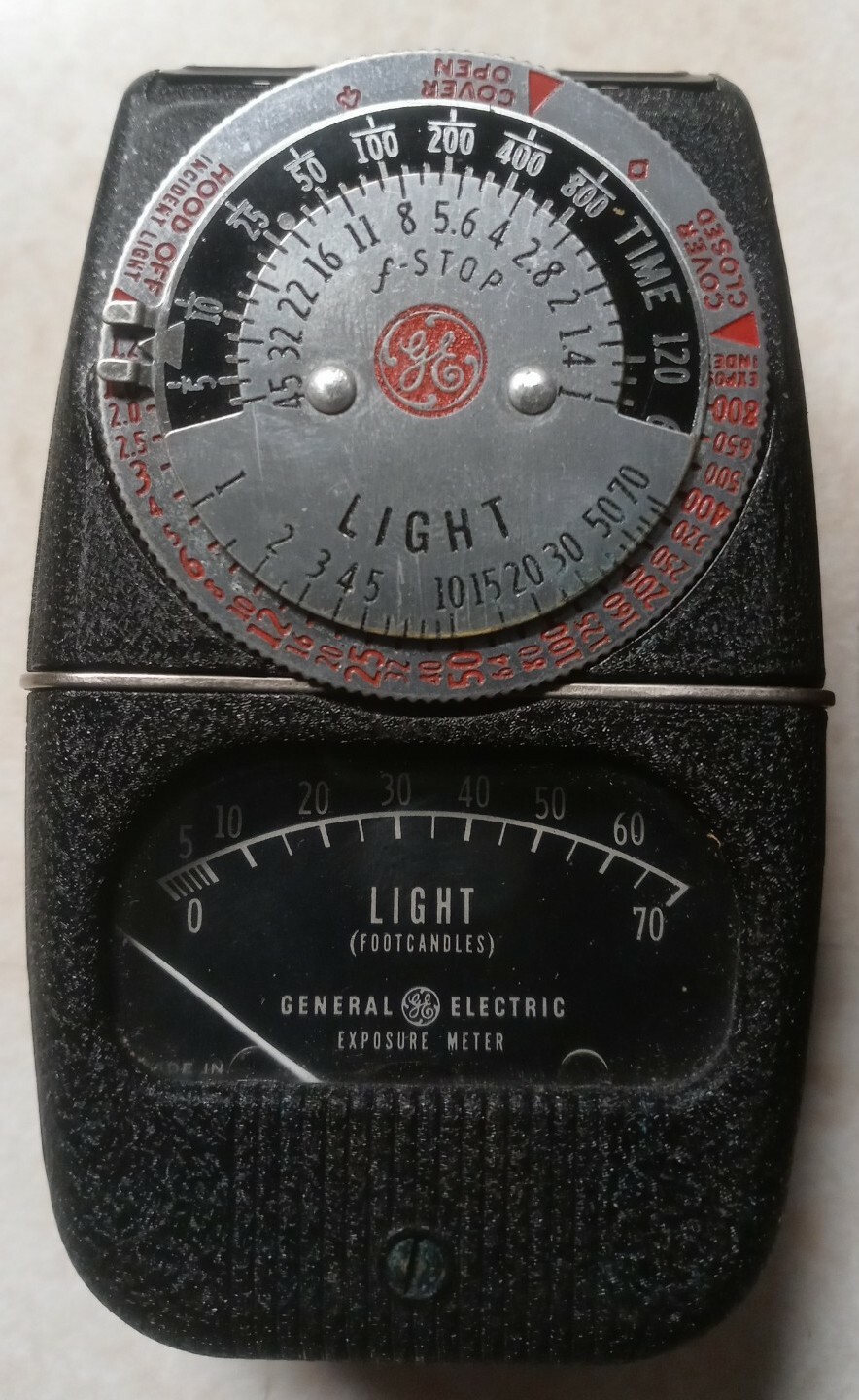 VINTAGE GENERAL ELECTRIC DW-68 PHOTOGRAPHERS CAMERA LIGHT METER W/Leather Case