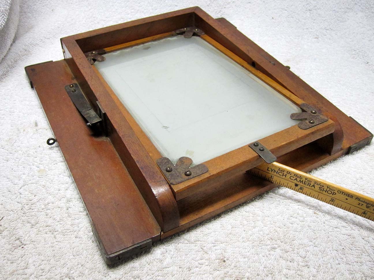 Antique VIEW CAMERA Wood GROUND GLASS Part. 5×8 OLD Large Format Spring Back