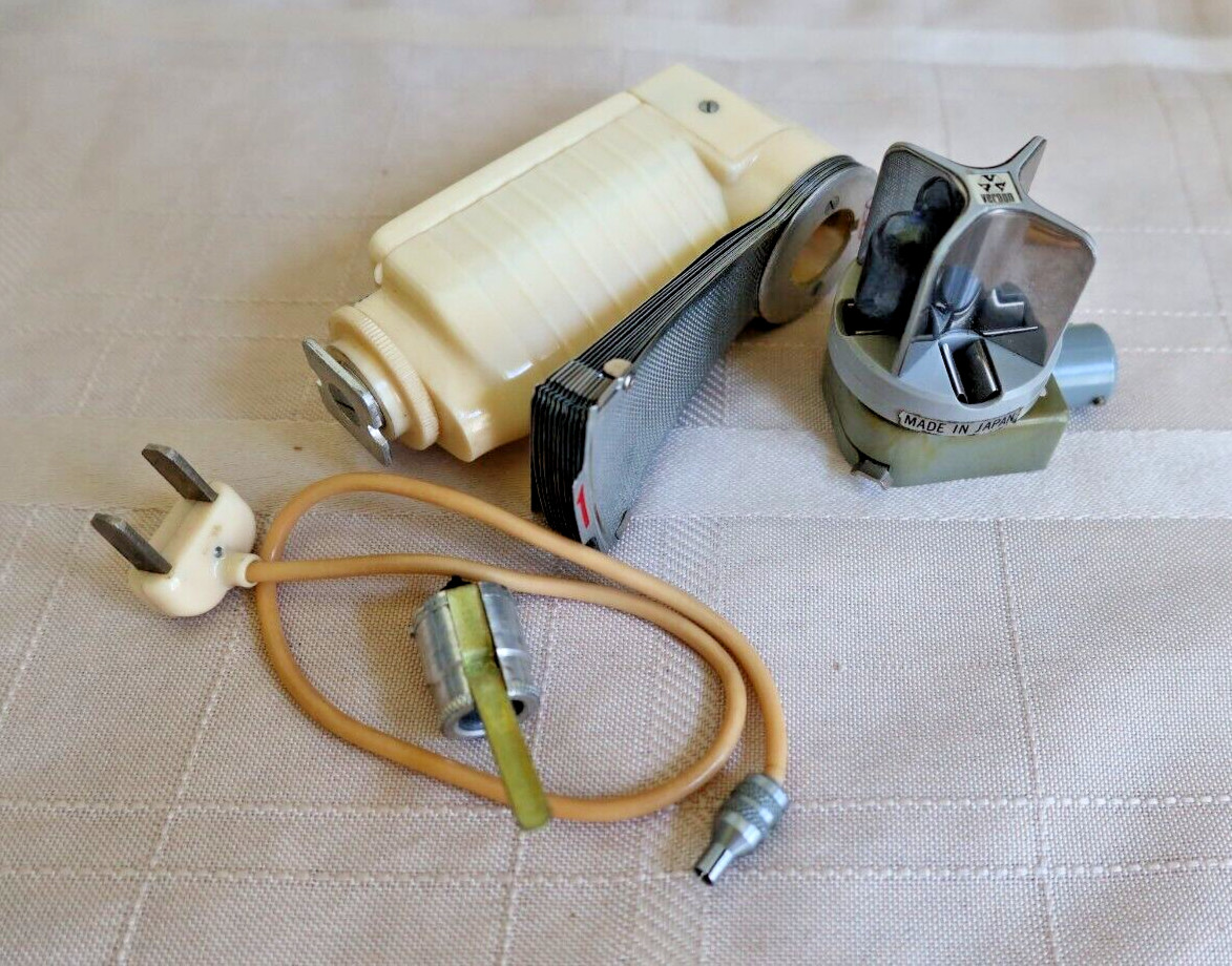 Vintage Origin Flashgun Model R III BC Type w Extras, Leather Case, Japan