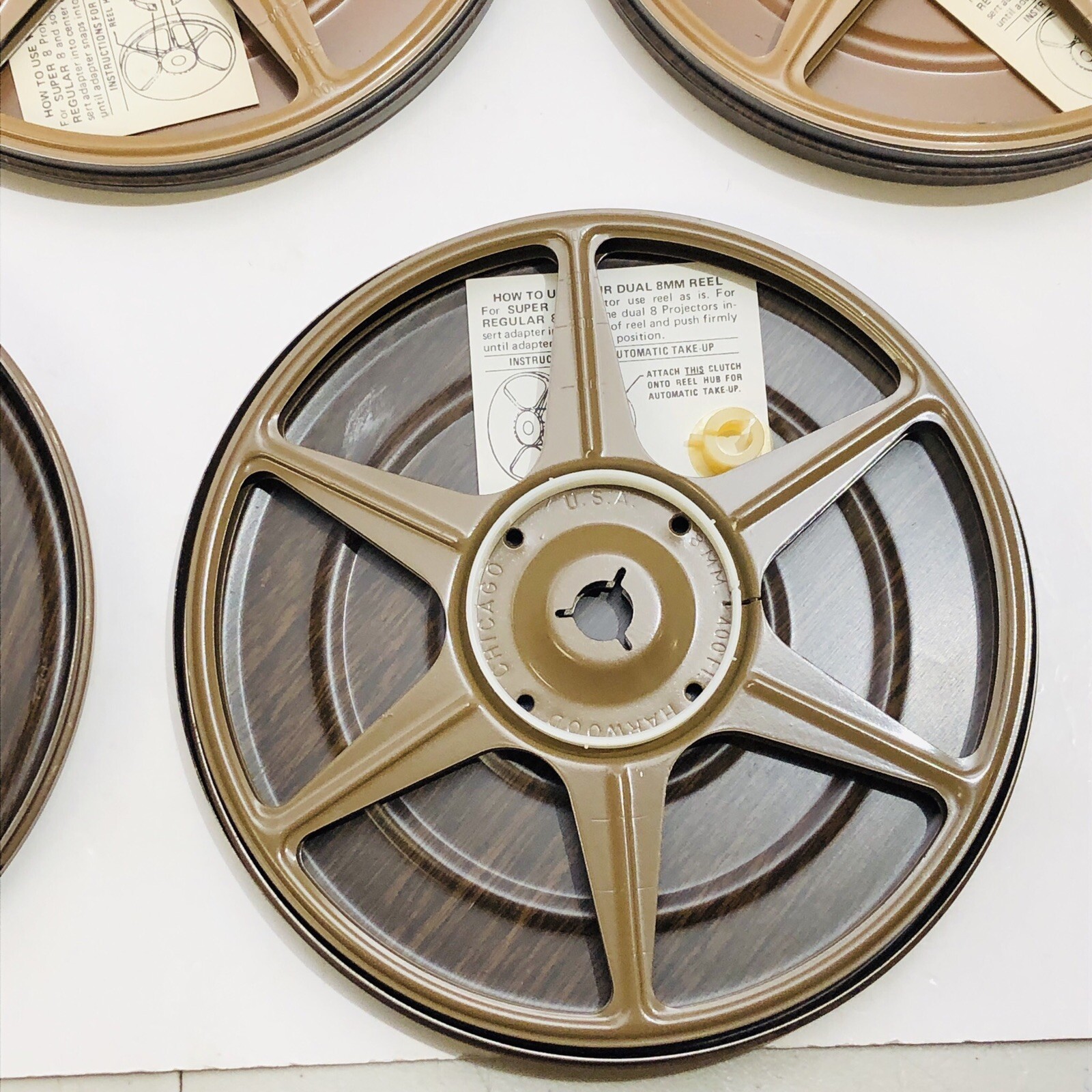 Vintage Harwood 8mm 400’ 7” Metal Reel & Can Lot Of 7 + 1 Empty Can