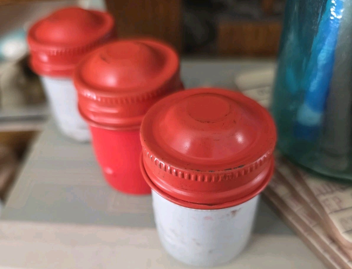 VTG 50s Lot of 3 Kodak 35mm Film Roll Embossed Container Metal Tin Can Canisters