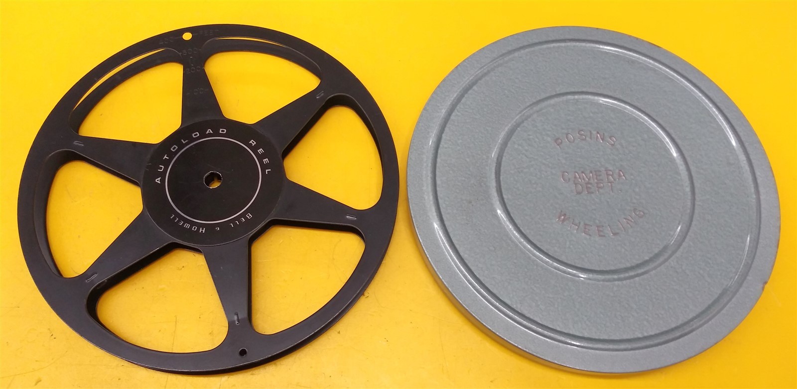 ⭐️⭐️⭐️⭐️⭐️ Bell & Howell Autoload 8mm Film Reel Metal Spool 400ft. w Canister