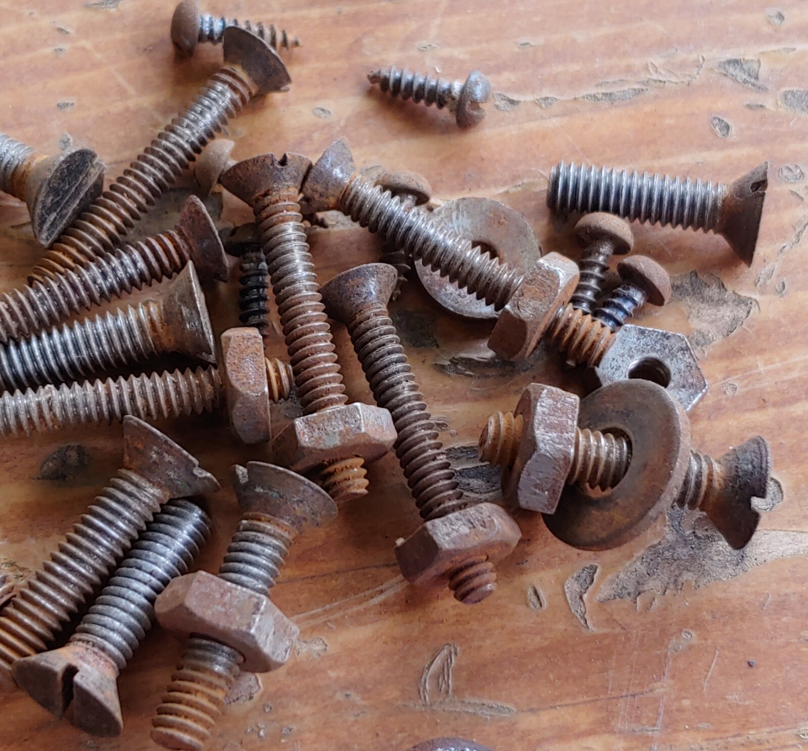 Lot of VARIED 1920 DEVRY Type E Projector SCREWS, BOLTS, Wood SPACERS & Brackets