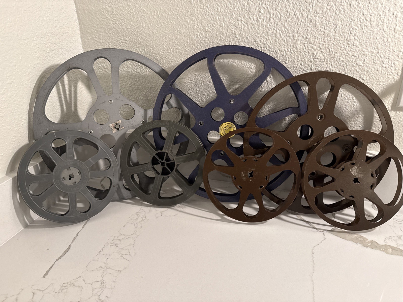 6 Vintage Metal Film Reels – Goldberg Bros, Plio-magic, Motion picture Enterpris