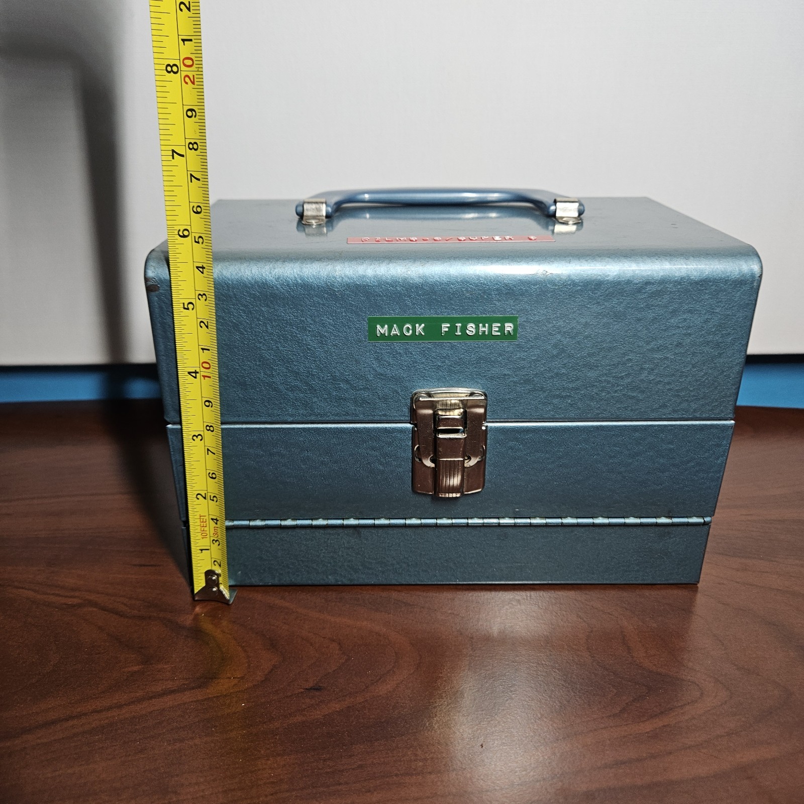 Vintage Logan Deluxe Metal 8mm Film Reel Metal Chest 12 Slots – Blue