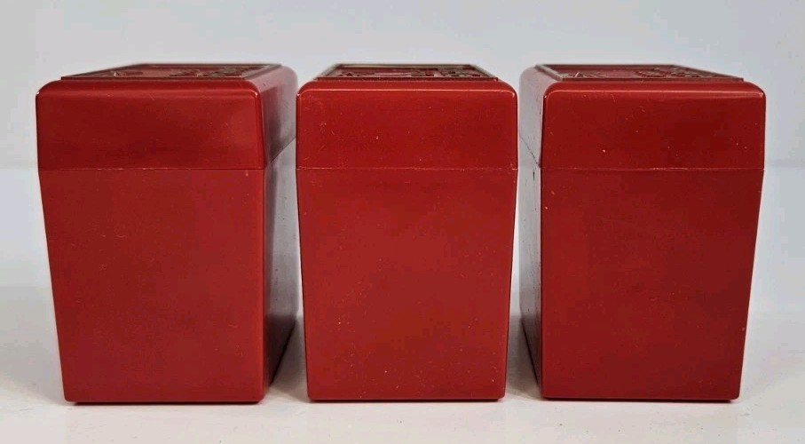 Vintage Pavelle Color Red Plastic Film Slide Box Lot & Lid of 3 Containers