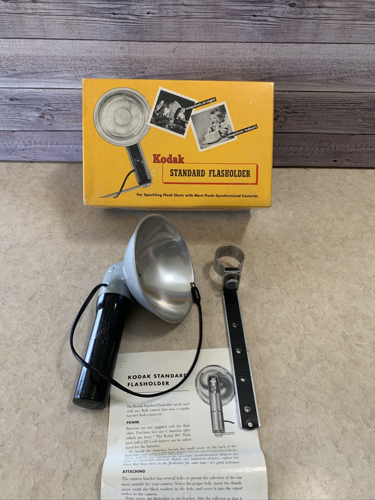 Vintage Kodak Standard Flash Holder w/ Bracket, Box, etc.