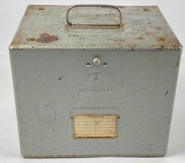Brumberger 12 8mm Film Reel Storage Case Metal Home Movie Carry Box 1950s