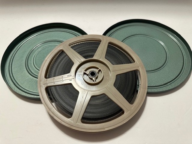 Vintage Reel to Reel 8MM w/ 7″ Plastic Reel & Green Metal Case Wedding Holidays