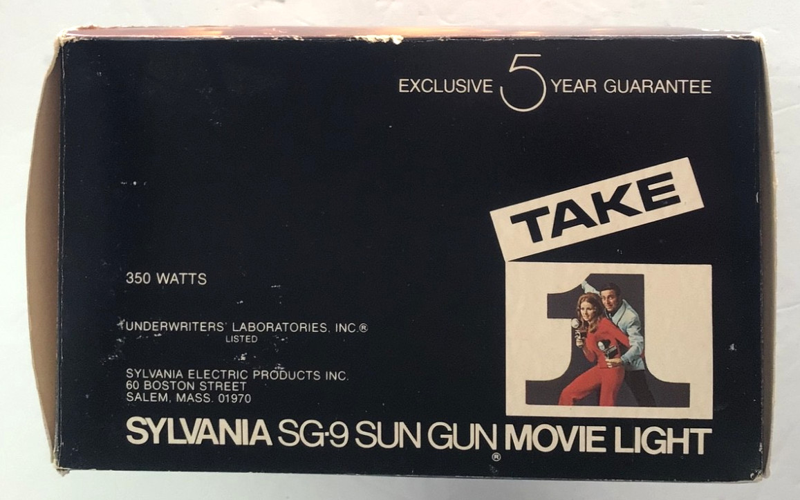 Sylvania SG-9 Sun Gun Movie Light Complete w/ Box 1960s Vintage Tested & Working
