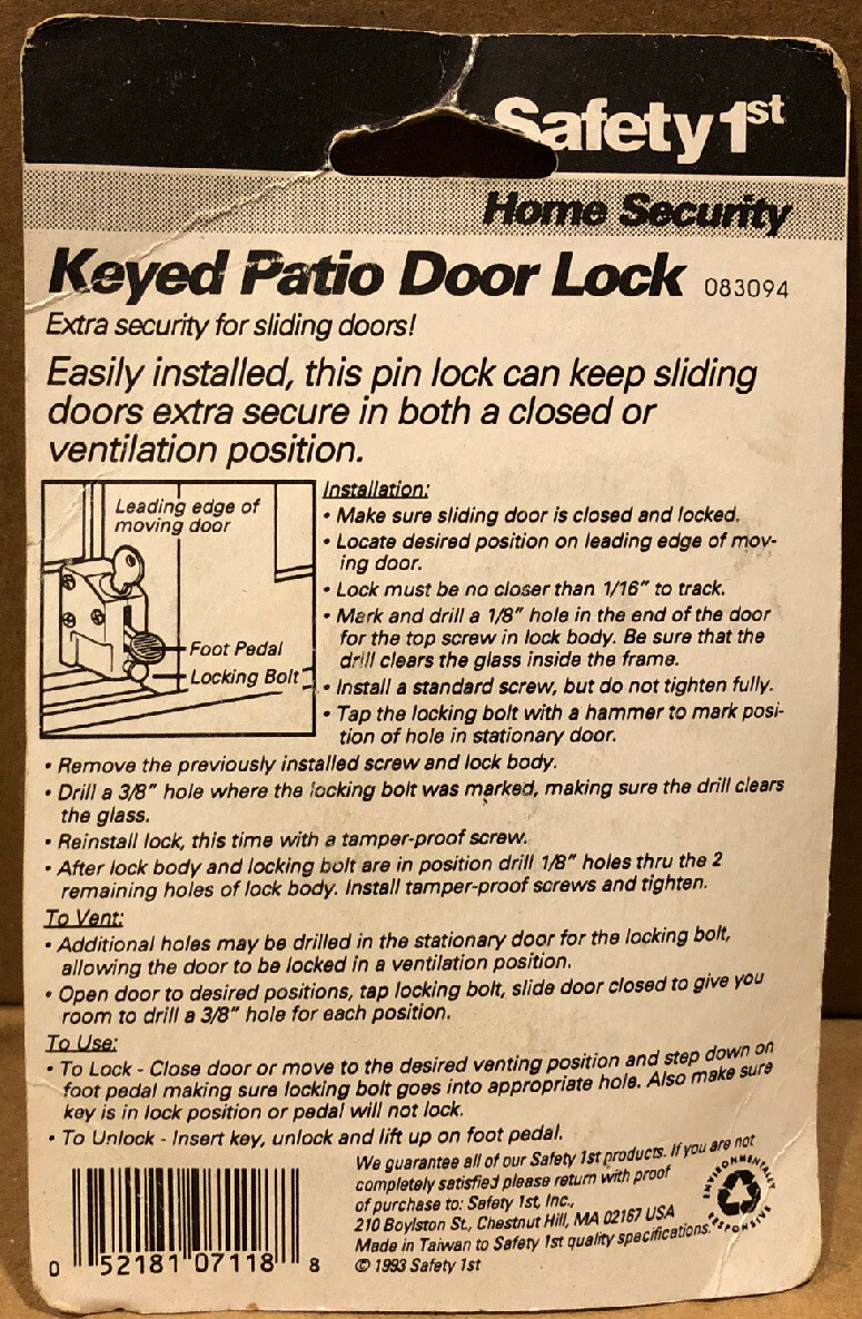 Keyed Patio Sliding Door Lock Home Security w/ Keys
