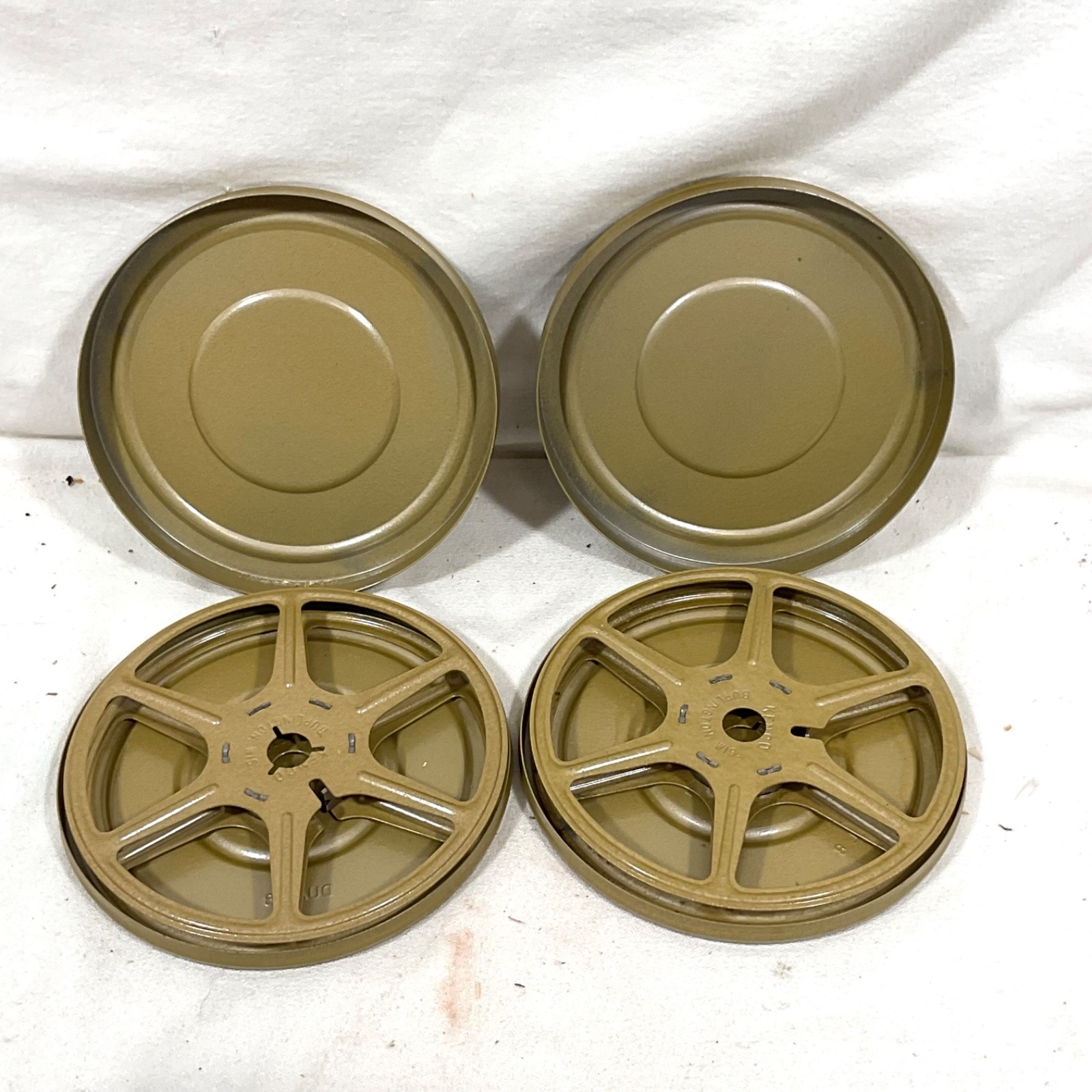 2 Metal Regular 8 mm Movie Film Reels & Cans. 5 in. KENCO BRAND, USA