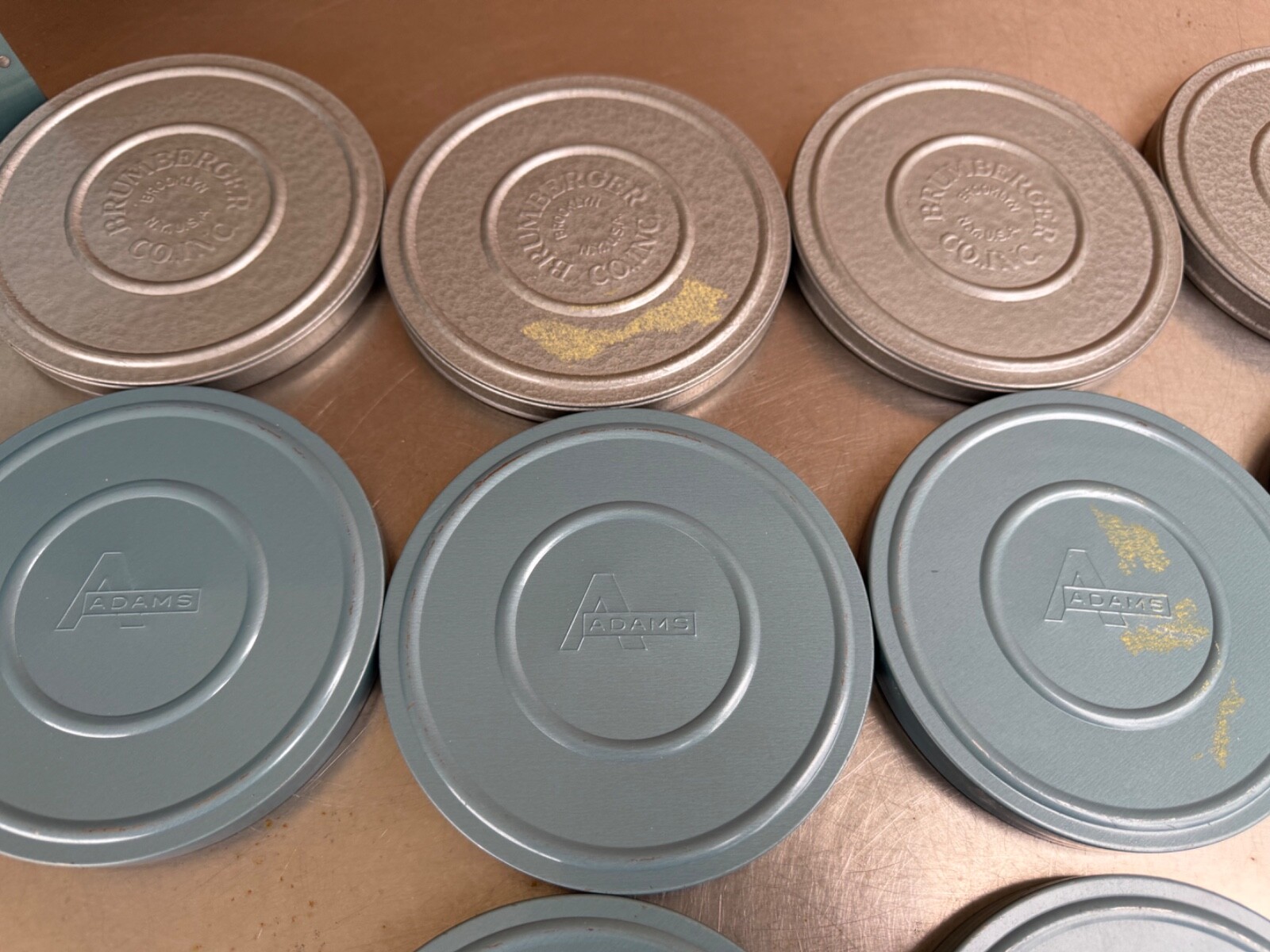 Vintage . Brumberger & Adams Metal Film Can Storage Case Box Containers