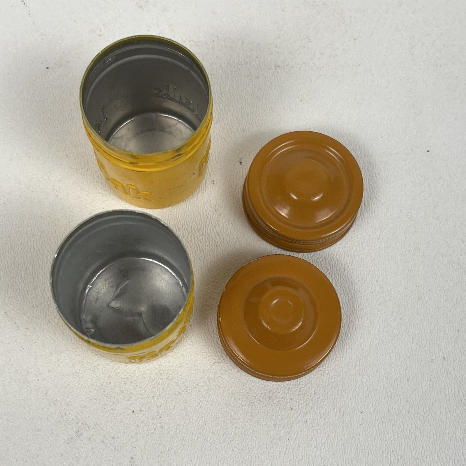 Vintage Kodak 35mm Aluminum Film Canister Screw Lid Yellow Tan Pair