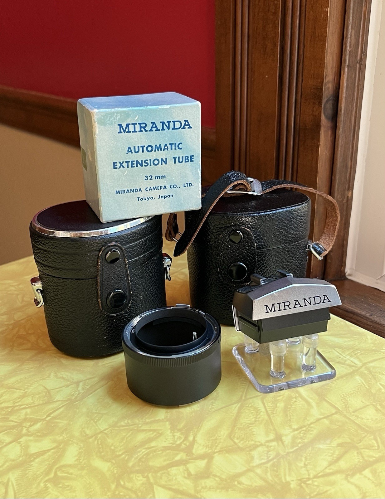 Miranda Film Camera Eye Level Finder + Automatic Extension Tube & 2 Lens Cases