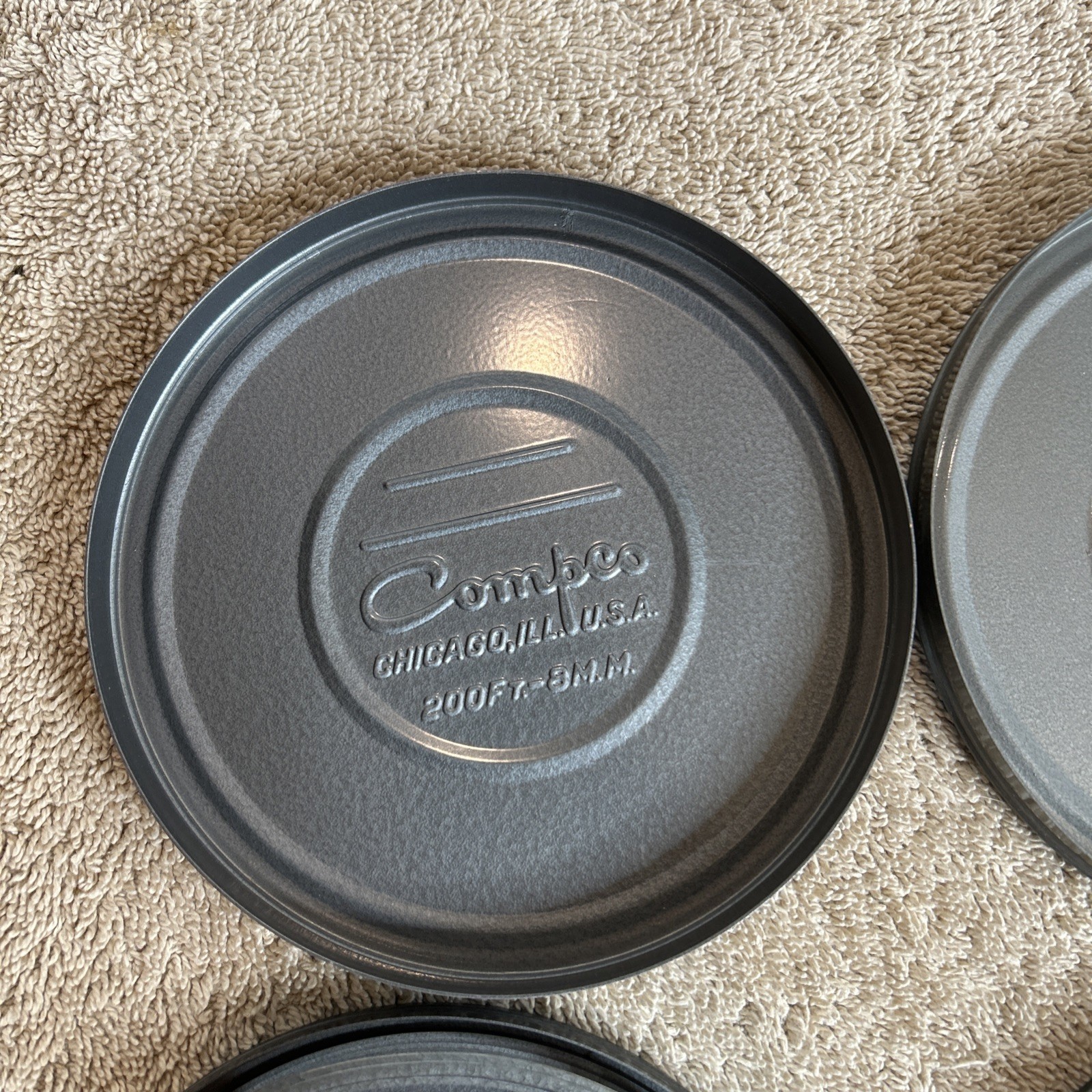 Two Vintage Compco Film Canisters And Reels. Two Different Grey Colors 100-R04