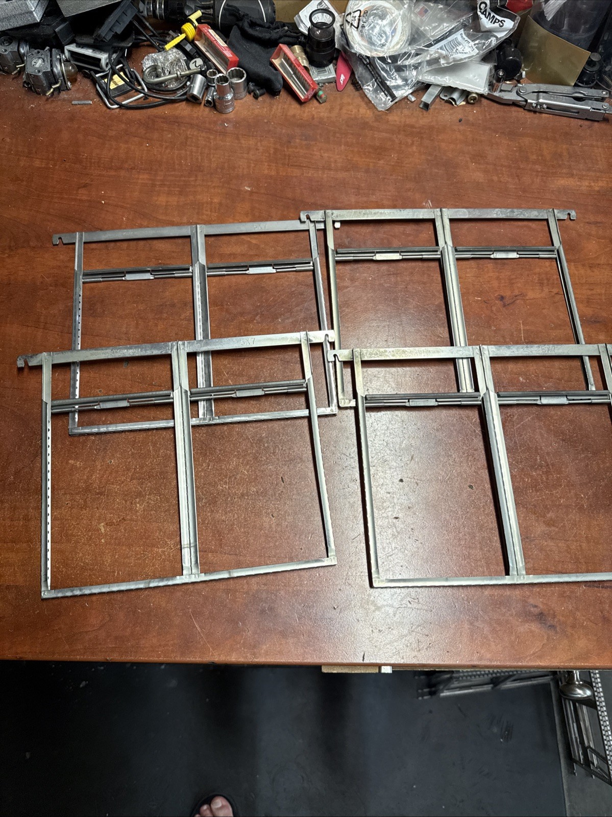 Vintage Genuine 4x KODAK STAINLESS STEEL MULTIPLE 5”x7” FILM HANGER Double 5×7