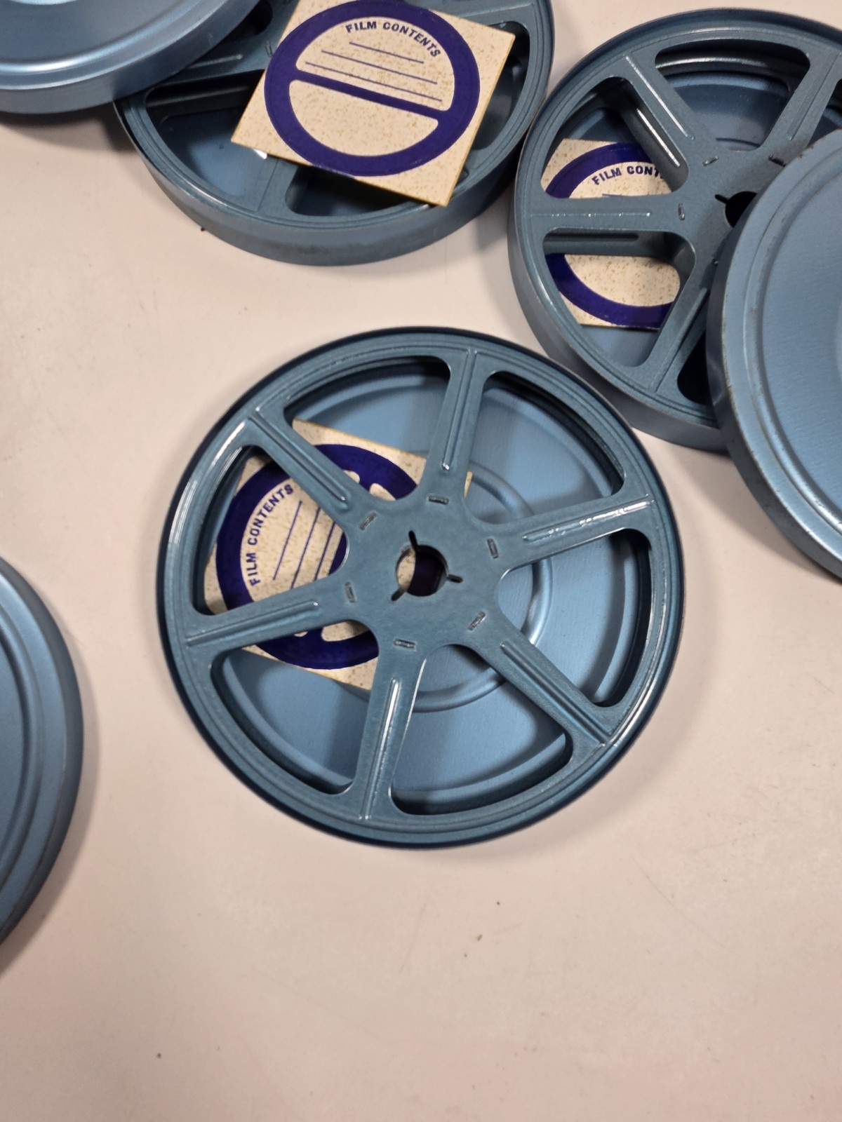 Set Of 3 Vintage Metal 8mm Film Reel And Metal Storage Canister 5 Inches