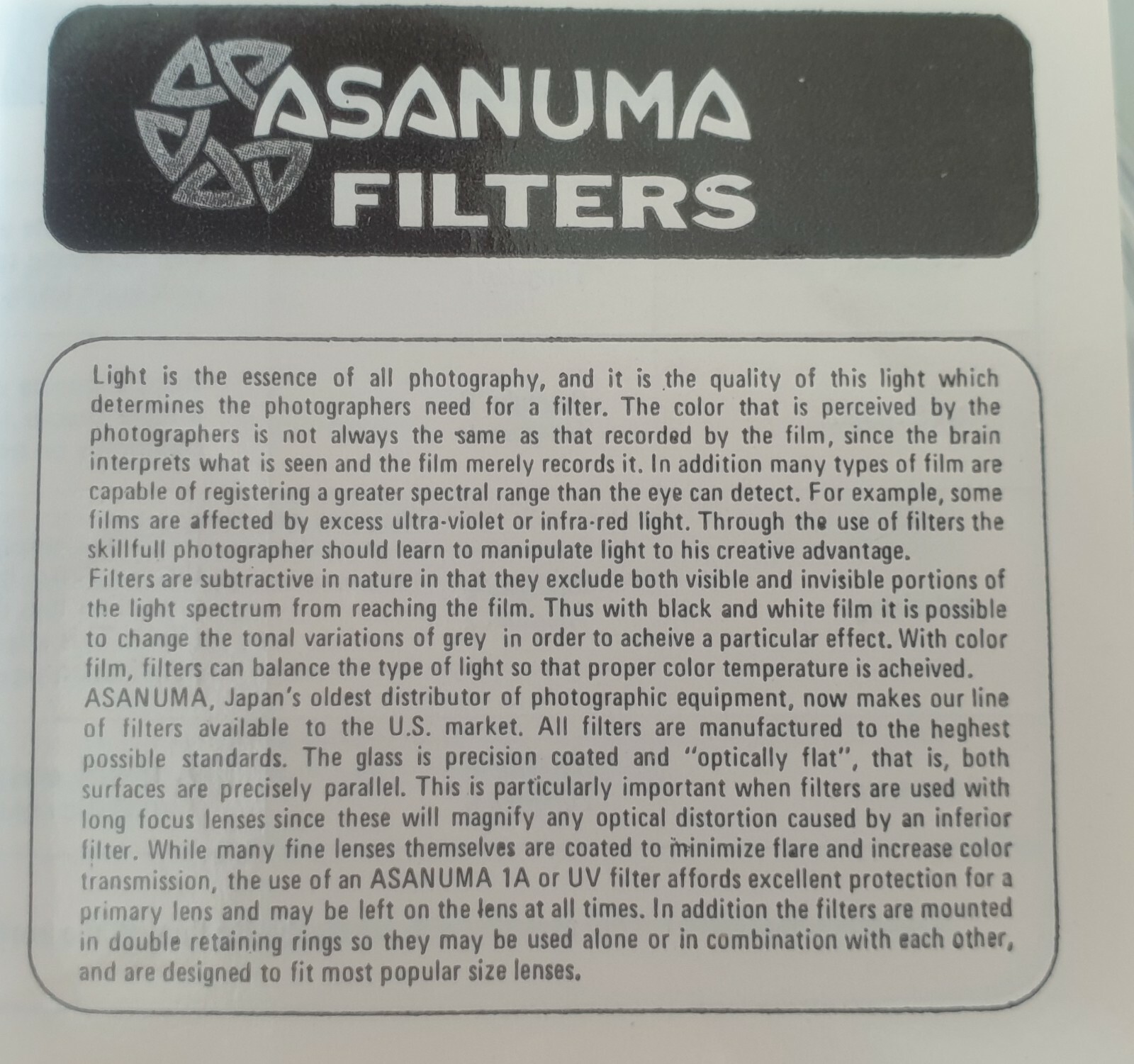 VINTAGE ASANUMA CORPORATION 55mm SPOT FILTER MADE IN JAPAN – NEW OLD STOCK