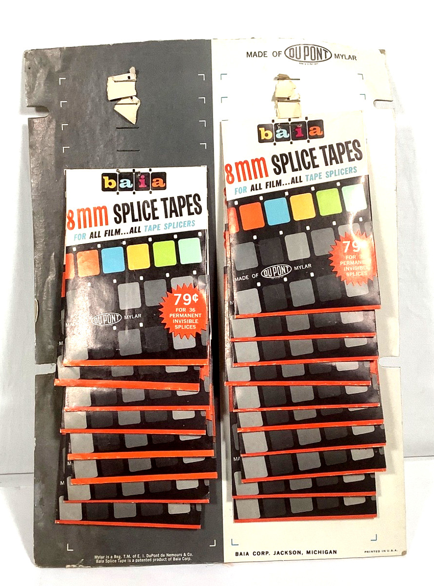 18 Vtg BAIA 8mm SPLICE TAPES FOR HOME MOVIE EDITING made in Michigan NOS
