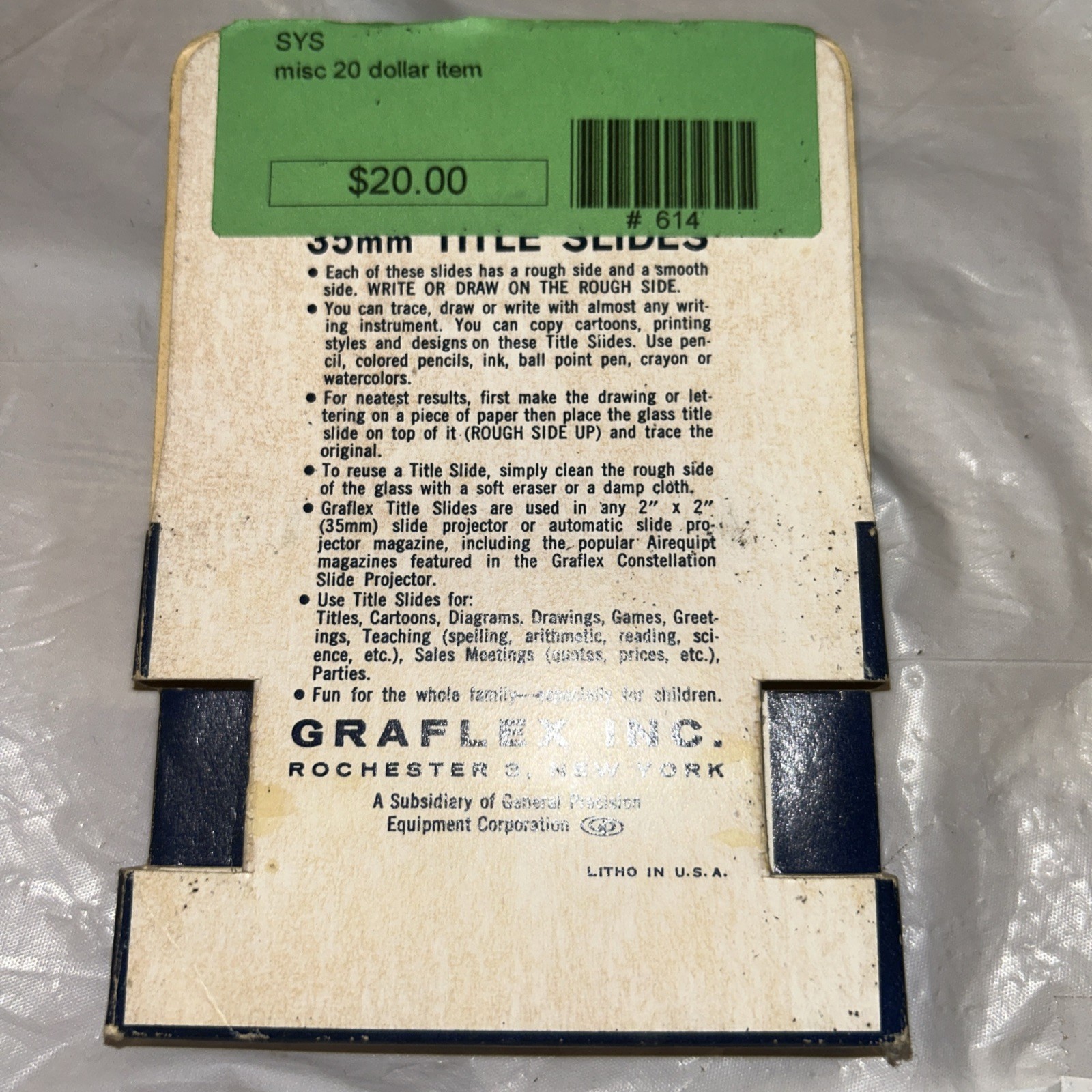 Graflex 35mm Title Slides 4 slides In 1 Package vintage Reuseable NOS