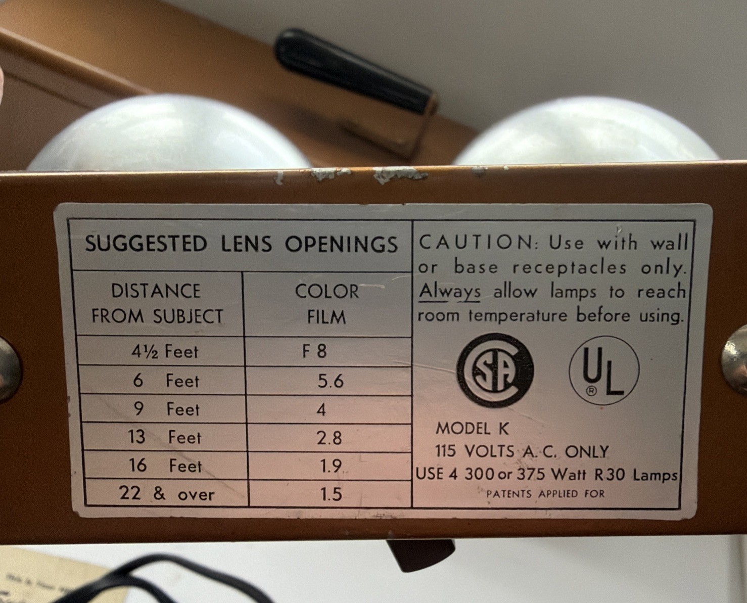 Vtg Monterey Movie Photography Bar Light w/ Metal Case 4 Bulb Lighting Barlite