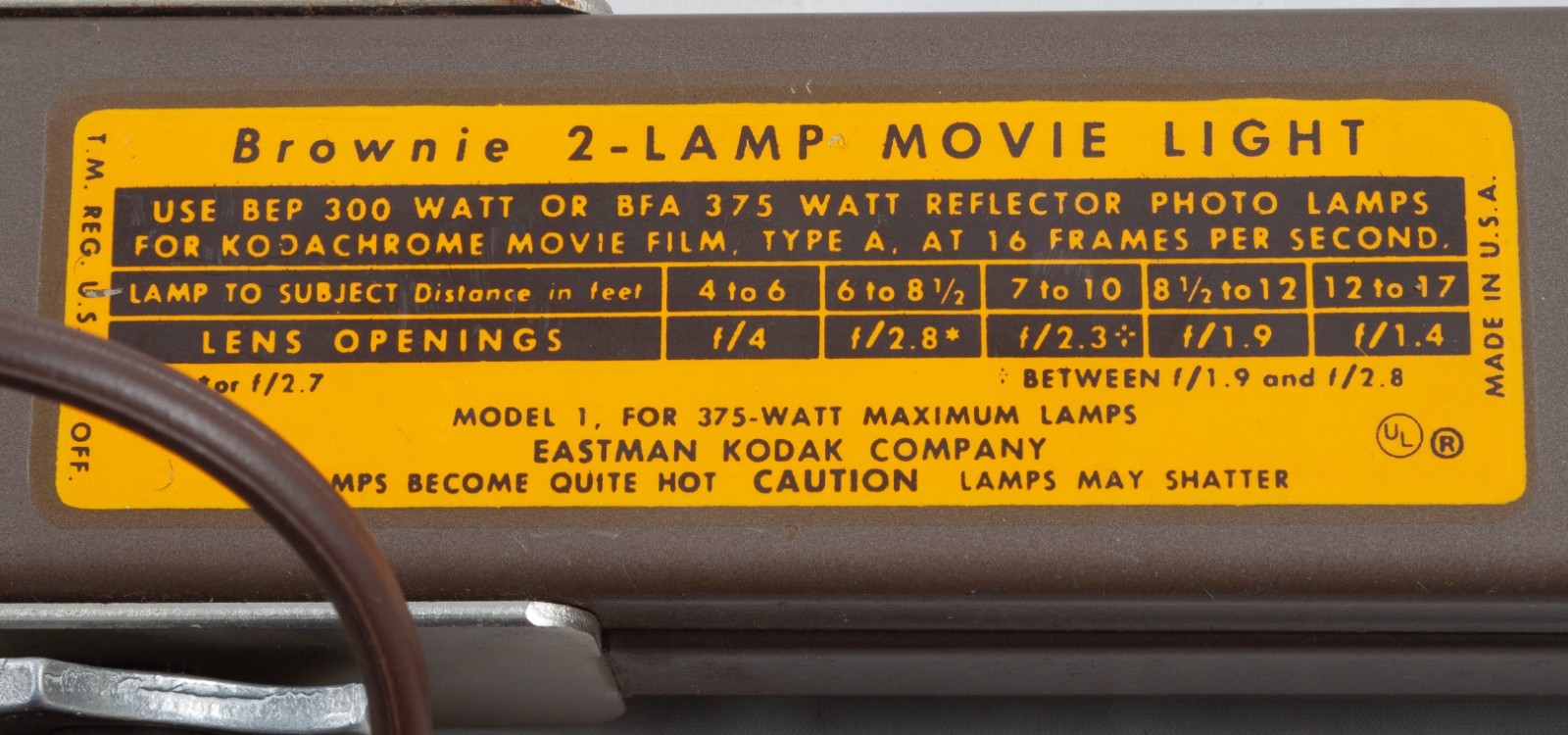 Kodak Brownie 2-Lamp Movie Light Model 1 Bulbs for Kodak Cameras WORKS