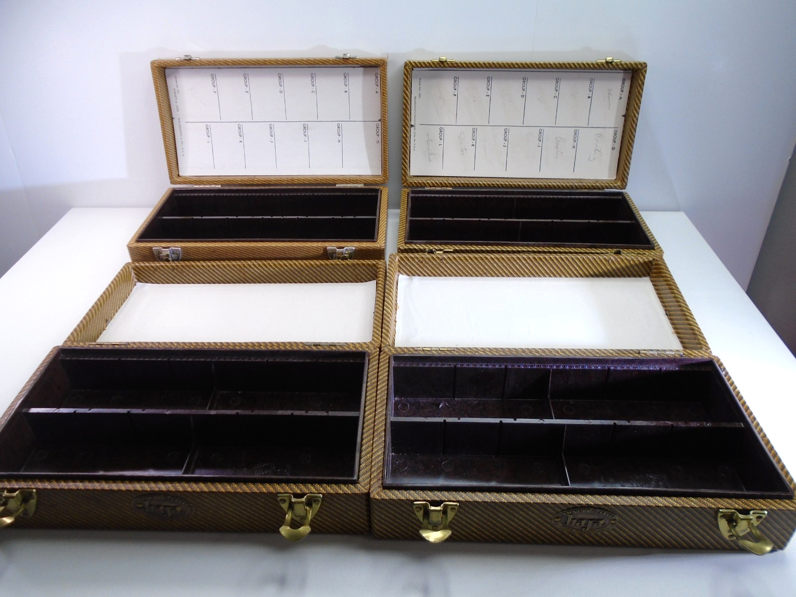 Vtg Barnett & Jaffe Baja Film Slide Case Lot 4pc 100 Slide Box 10″ Retro Stripe
