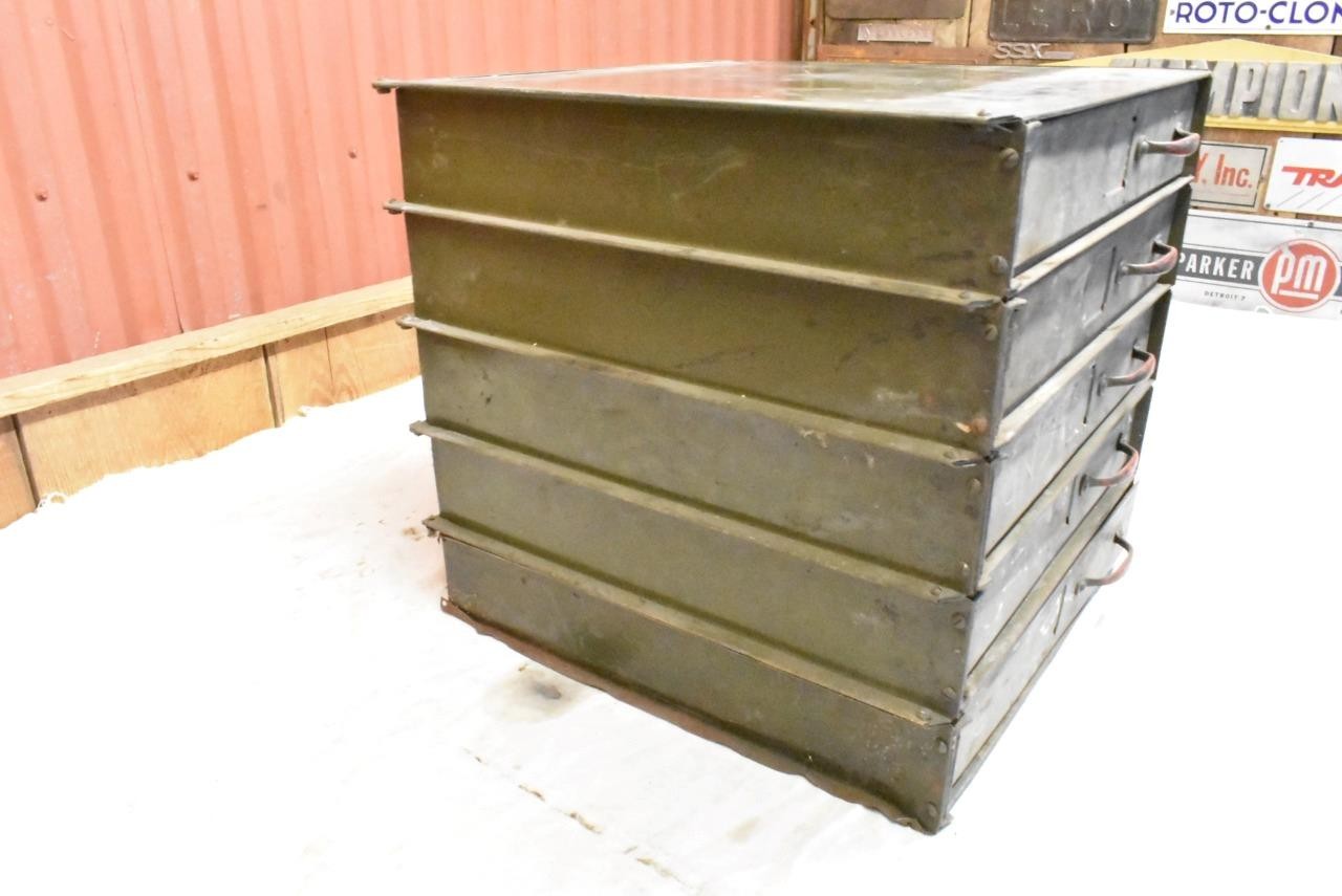 Vintage Movie Film Reel Steel Storage Cabinet Case 5 Door 35mm 18″ x 18″ x 17″