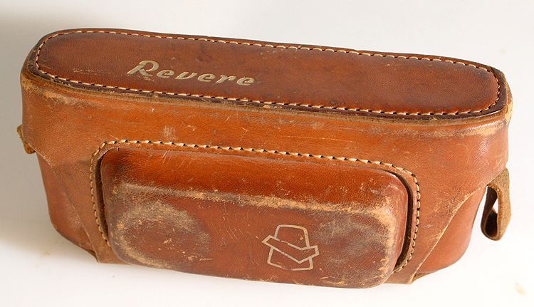REVERE STEREO LEATHER CAMERA CASE, BROWN, W/STRAP