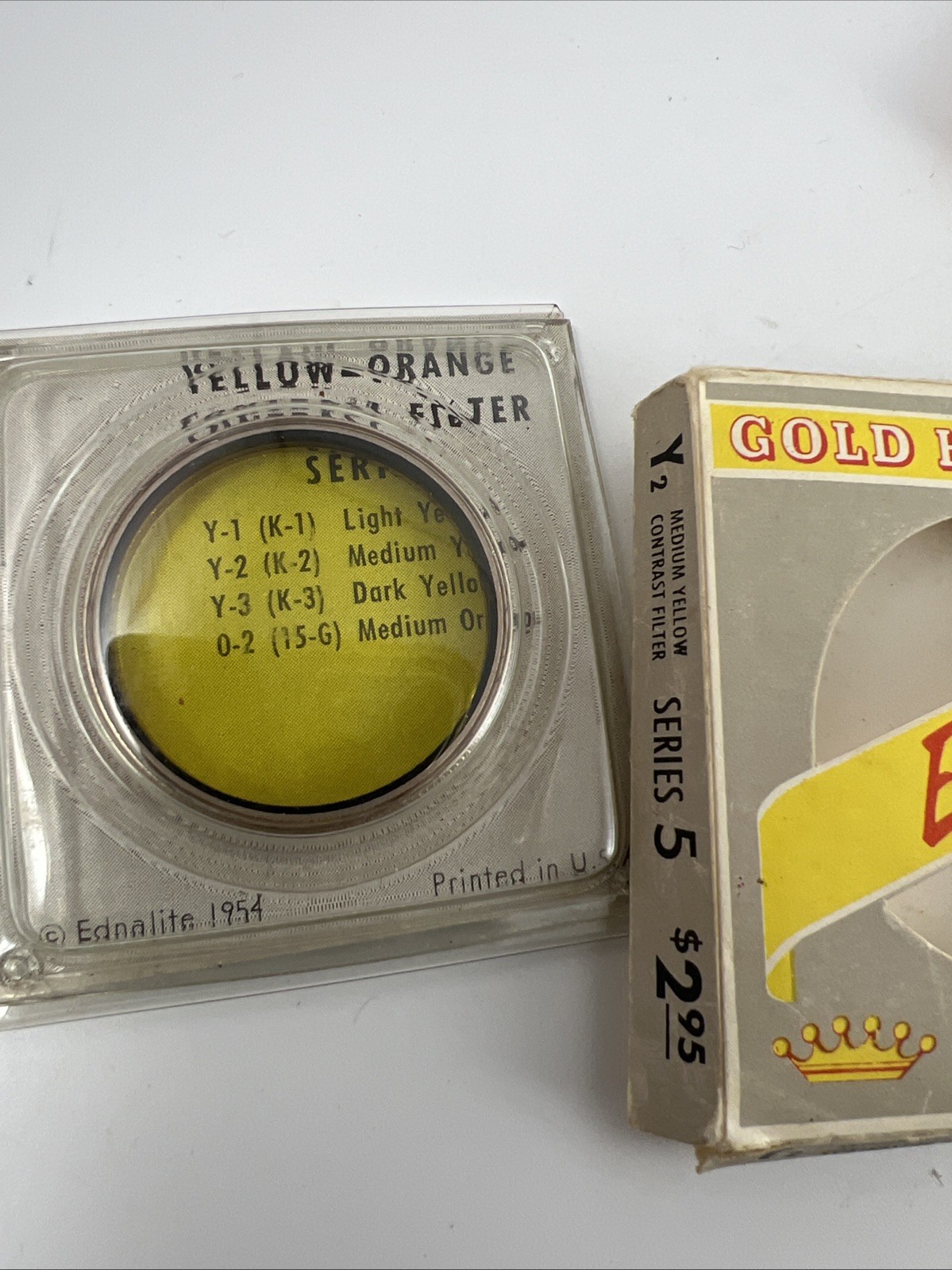 VINTAGE EDNALITE SERIES 5 YELLOW DROP-IN LENS FILTER + FILTER ADAPTER
