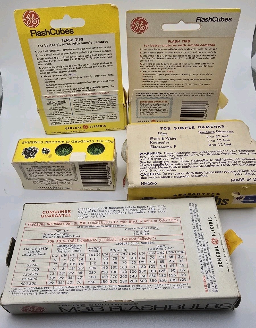 GE General Electric Flashcubes Flashbulbs Lot M3B #5 USA Vintage New Old Stock