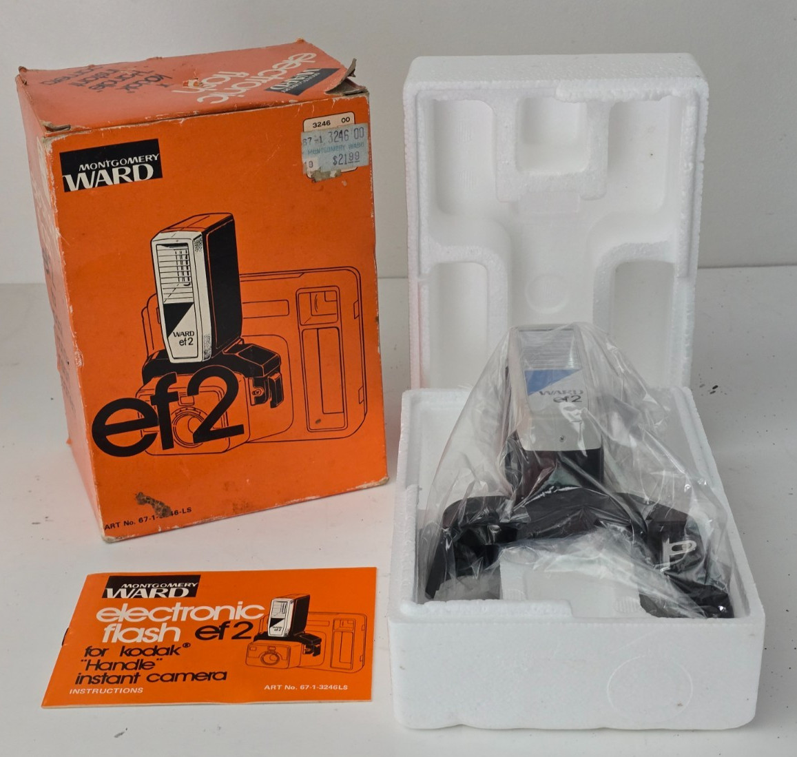 (NEW) RARE Montgomery Ward Electronic Flash EF2 For Kodak Handle Instant Camera