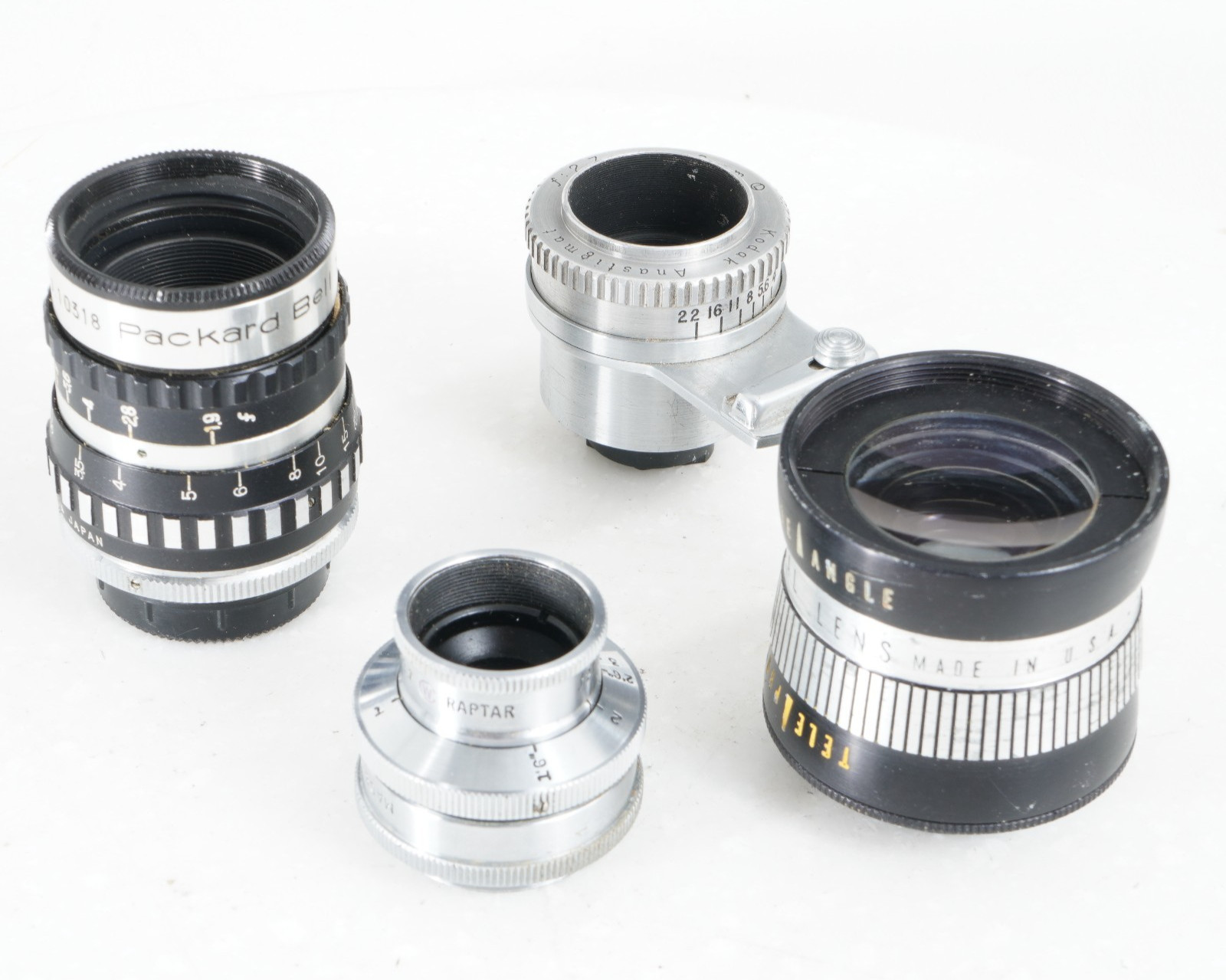 – LOT OF 4 CINE MOVIE CAMERA LENSES FOR PARTS/AS-IS/#5