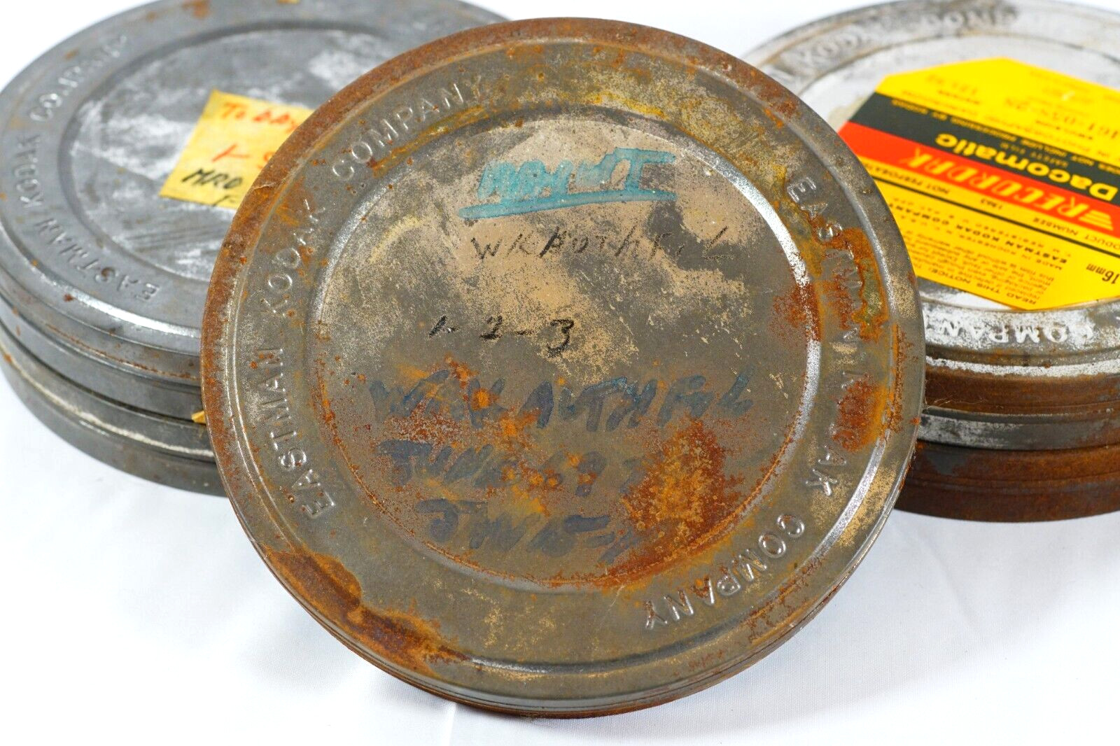 1960’s Eastman Kodak Company Vintage Metal 16MM Film Reel Canisters 7.25″